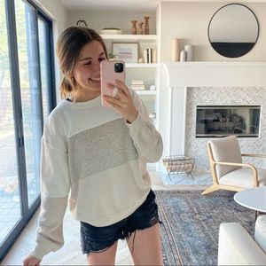 Colorblock Gray and White Sweater Abercrombie